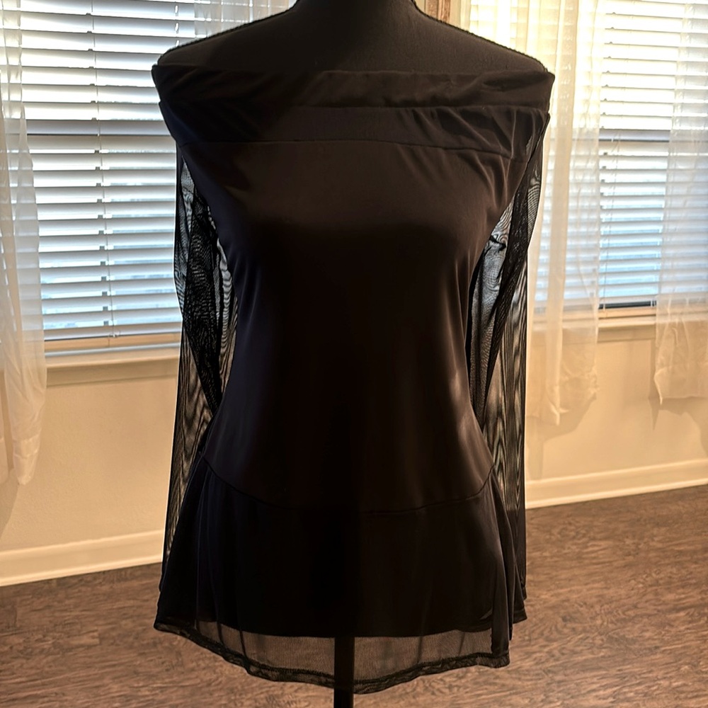 Fashion to Figure: Black Off-Shoulder Sheer Blouse, Plus Size 1
